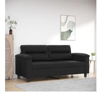 vidaXL Canapé à 2 Places, Causeuse avec Accoudoirs, Siège avec Dossier Rembourré, Meuble de Salon Salle de Séjour, Moderne, Noir Similicuir