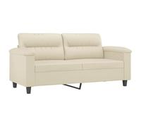 vidaXL Canapé 2 places (causeuse) 140 cm – Accoudoirs, dossier rembourré – Similicuir crème