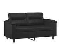 vidaXL Canapé à 2 Places, Causeuse avec Accoudoirs, Siège avec Dossier Rembourré, Meuble de Salon Salle de Séjour, Moderne, Noir Similicuir