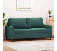 Canapé à 2 Places, Causeuse avec Dossier et Accoudoirs, Fauteuil avec Oreillers, Meuble de Salle de Séjour, Moderne, Vert Foncé Velours