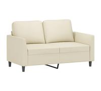 vidaXL Canapé à 2 Places, Causeuse avec Oreillers, Canapé Rembourré avec Accoudoirs et Dossier, Meuble de Salon, Moderne, Crème Similicuir