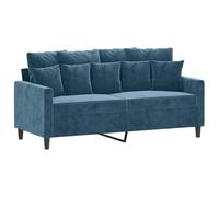 vidaXL Canapé à 2 places 140 cm Velours 359312 Accoudoirs et oreillers Bleu