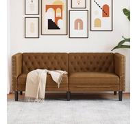 vidaXL Canapé à 2 places Chesterfield marron similicuir daim