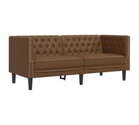 vidaXL Canapé à 2 Places Chesterfield Marron Similicuir Daim, canapé, canapé rembourré, canapé à 2 Places, Causeuse, siège de Salon