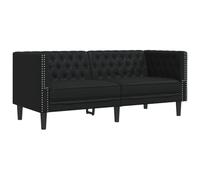 vidaXL Canapé à 2 places Chesterfield – Similicuir noir