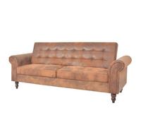 vidaXL Canapé à 2 places convertible accoudoir daim synthétique marron 245584