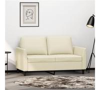 vidaXL Canapé à 2 Places, Causeuse avec Oreillers, Canapé Rembourré avec Accoudoirs et Dossier, Meuble de Salon, Moderne, Crème Similicuir