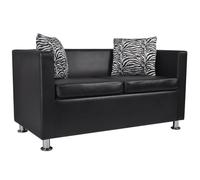 Vidaxl Canapé À 2 Places Cuir Synthétique Noir Noir