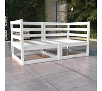 vidaXL Canapé à 2 places de jardin Blanc Bois de pin solide