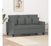 vidaXL Canapé à 2 Places, Causeuse avec Accoudoirs, Siège avec Dossier Rembourré, Meuble de Salon Salle de Séjour, Moderne, Gris Foncé Tissu