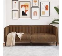 vidaXL Canapé à 2 places marron tissu