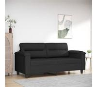 vidaXL Canapé à 2 places Noir 140 cm Tissu microfibre Noir G