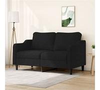 vidaXL Canapé 2 places 359363 – Accoudoirs, dossier rembourré, moderne – Tissu noir 140 cm
