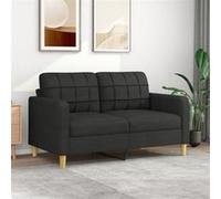 vidaXL Canapé à 2 places Noir 140 cm Tissu Noir G