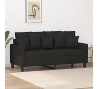 vidaXL Canapé 2 places – Causeuse avec accoudoirs, dossier rembourré – Tissu noir