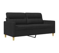 vidaXL Canapé 2 places Sofa de salon 359239 – Tissu noir 140 cm, accoudoirs et oreillers de dossier