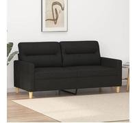 vidaXL Canapé 2 places Sofa de salon 359239 – Tissu noir 140 cm, accoudoirs et oreillers de dossier