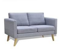 vidaXL Canapé à 2 places Tissu Gris clair Gris G