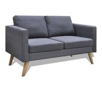 vidaXL Canapé à 2 places Tissu Gris foncé Gris G