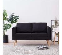 vidaXL Canapé à 2 places Tissu Noir Noir G