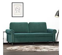 vidaXL Canapé à 2 places Vert foncé 140 cm Velours