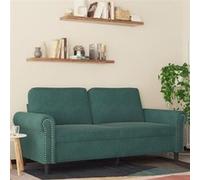 vidaXL Canapé à 2 places Vert foncé 140 cm Velours Vert G