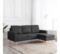 vidaXL Canapé à 3 places avec repose-pied Gris foncé Tissu