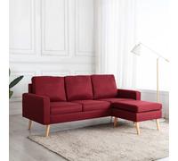 Vidaxl Canapé À 3 Places Avec Repose-Pied Rouge Bordeaux Tissu Rouge