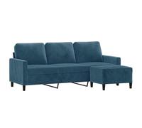 vidaXL Canapé à 3 places avec repose-pieds Velours Bleu 180 cm