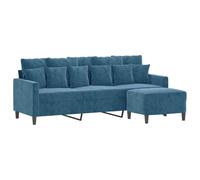vidaXL Canapé à 3 Places avec Repose-Pieds Bleu 180 cm Velours, canapé, canapé avec Repose-Pieds, canapé Trois Places, canapé 3 Places, Fauteuil