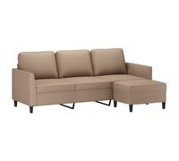 vidaXL Canapé à 3 Places avec Repose-Pieds Cappuccino 180cm Similicuir, canapé, canapé avec Repose-Pieds, canapé Trois Places, canapé 3 Places