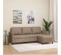 Vidaxl Canapé À 3 Places Avec Repose-Pieds Cappuccino 180cm Similicuir
