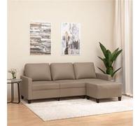 vidaXL Canapé à 3 places avec repose-pieds Cappuccino 180cm Similicuir3201028 Marron G