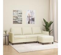 vidaXL Canapé à 3 places avec repose-pieds Crème 180 cm Similicuir