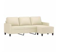 vidaXL Canapé 3 places avec repose-pieds 180 cm Similicuir Crème