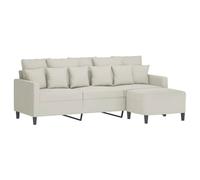 vidaXL Canapé à 3 Places avec Repose-Pieds Crème 180 cm Velours, canapé, canapé avec Repose-Pieds, canapé Trois Places, canapé 3 Places, Fauteuil
