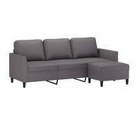 Canapé à 3 places avec repose-pieds Gris 180 cm Similicuir3201124