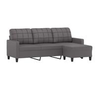 vidaXL Canapé à 3 places avec repose-pieds Gris 180 cm Similicuir