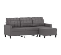 vidaXL Canapé à 3 places avec repose-pieds 180 cm Similicuir Gris