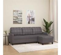 vidaXL Canapé à 3 Places avec Repose-Pieds Gris 180 cm Similicuir, canapé, canapé avec Repose-Pieds, canapé Trois Places, canapé 3 Places, Fauteuil