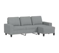 vidaXL Canapé à 3 places avec repose-pieds 180 cm Tissu Gris clair