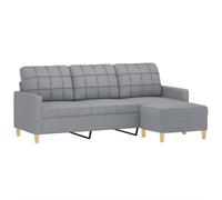 vidaXL Canapé à 3 places avec repose-pieds Gris clair 180 cm Tissu, canapé, canapé avec repose-pieds, canapé trois places, 3201001