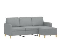 vidaXL Canapé à 3 places avec repose-pieds Gris clair 180 cm Tissu 3201192