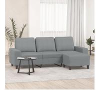 vidaXL Canapé à 3 places avec repose-pieds 180 cm Tissu Gris clair