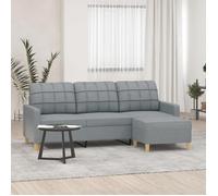 vidaXL Canapé à 3 places avec repose-pieds Gris clair 180 cm Tissu, canapé, canapé avec repose-pieds, canapé trois places, 3201001