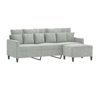 vidaXL Canapé à 3 places avec repose-pieds Gris clair 180 cm Velours