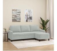 Canapé à 3 places avec repose-pieds Gris clair 180 cm Velours3201055