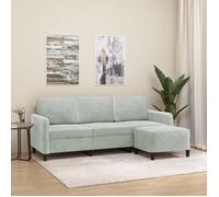 vidaXL Canapé à 3 places avec repose-pieds Gris clair 180 cm Velours
