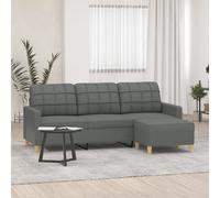 vidaXL Canapé à 3 places avec repose-pieds Gris foncé 180 cm Tissu