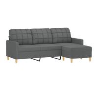 vidaXL Canapé à 3 places avec repose-pieds Gris foncé 180 cm Tissu, canapé, canapé avec repose-pieds, canapé trois places, 3201002